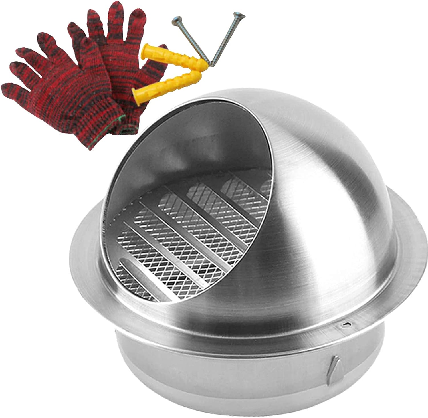 Round Wall Vent Outlet Cover 7.5" 9.4" 11.4" Vent Cover 304 Stainless Steel Soffit Vents with Screen Mesh Exhaust Grille Coverprevent Headwind and Rain, for K,Silver-200mm