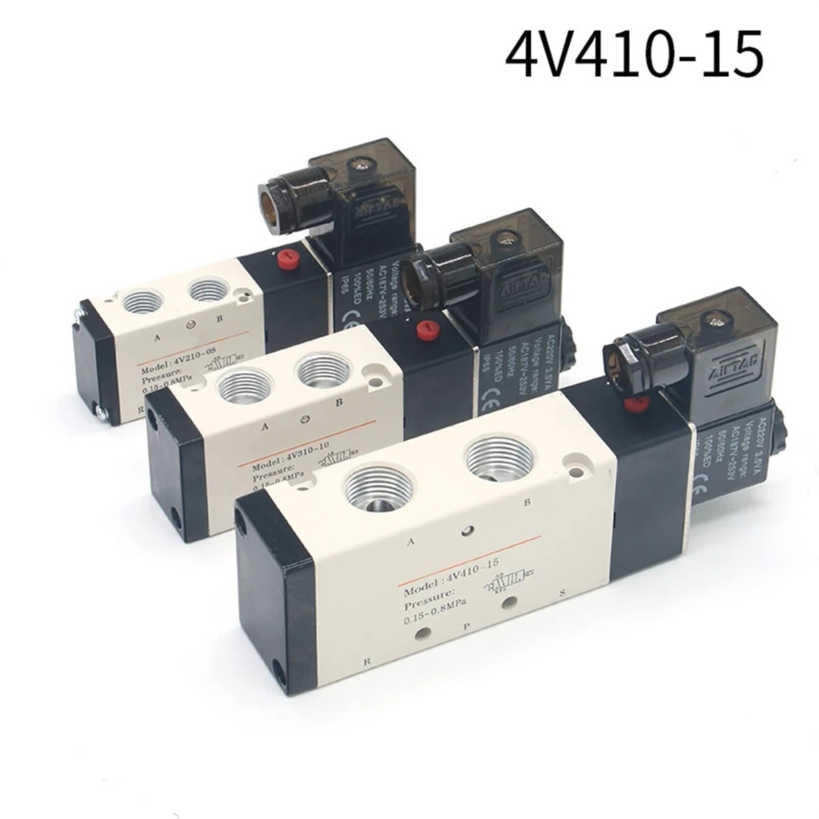 Válvula neumática electroválvula eléctrica 4v410-15, Control Aire-Gas, magnética, 5 vías, 2 Posiciones, 12 V CC, 24 CA, 110, 220, Voltaje de la Bobina(8mm Fittings,Motor with Bracket)