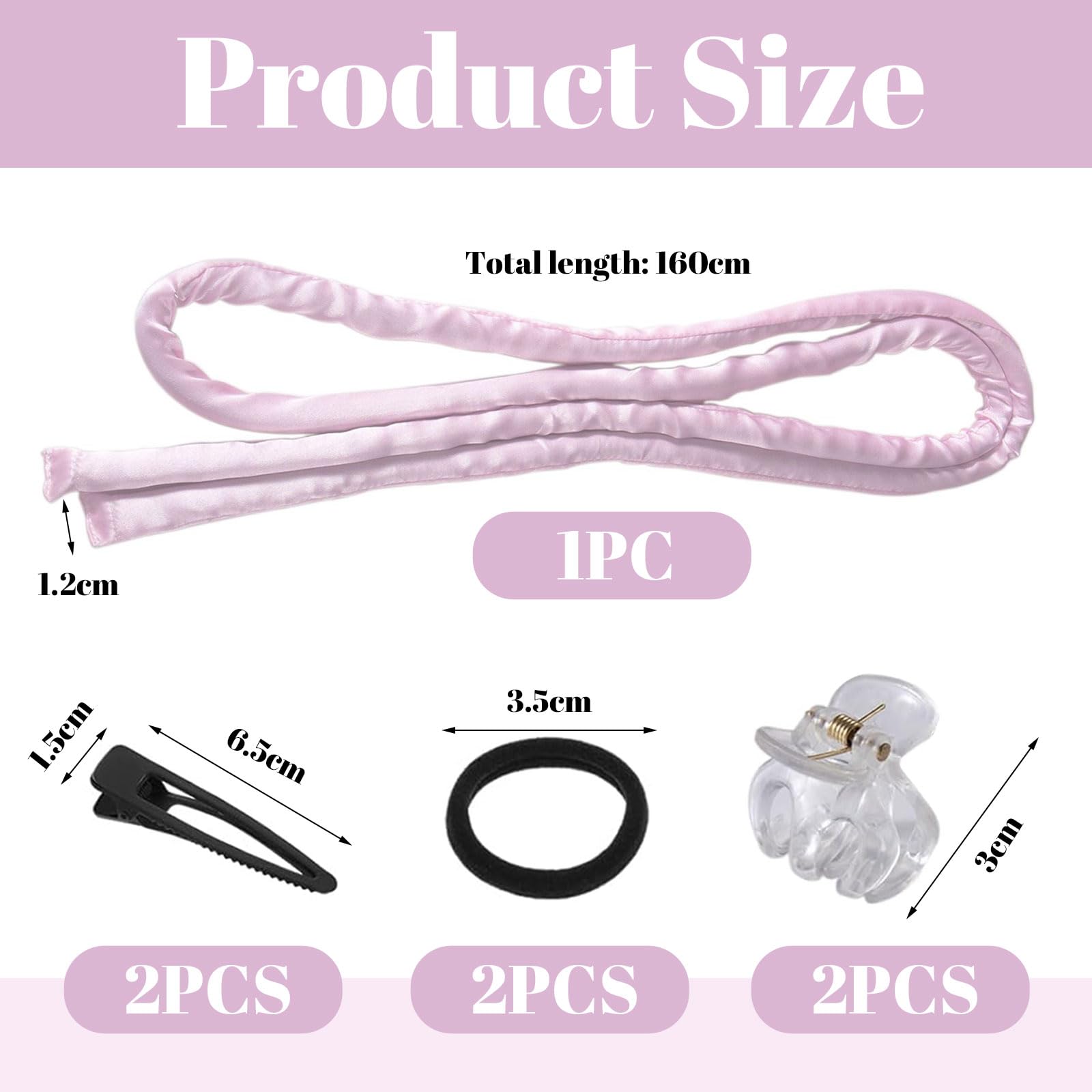 LunarCharm Heatless Curling Headband, Curlers without Heat with Small Hairpin, Overnight No Heat Curls with Thin Sleep Curlers, Pink - Image 2