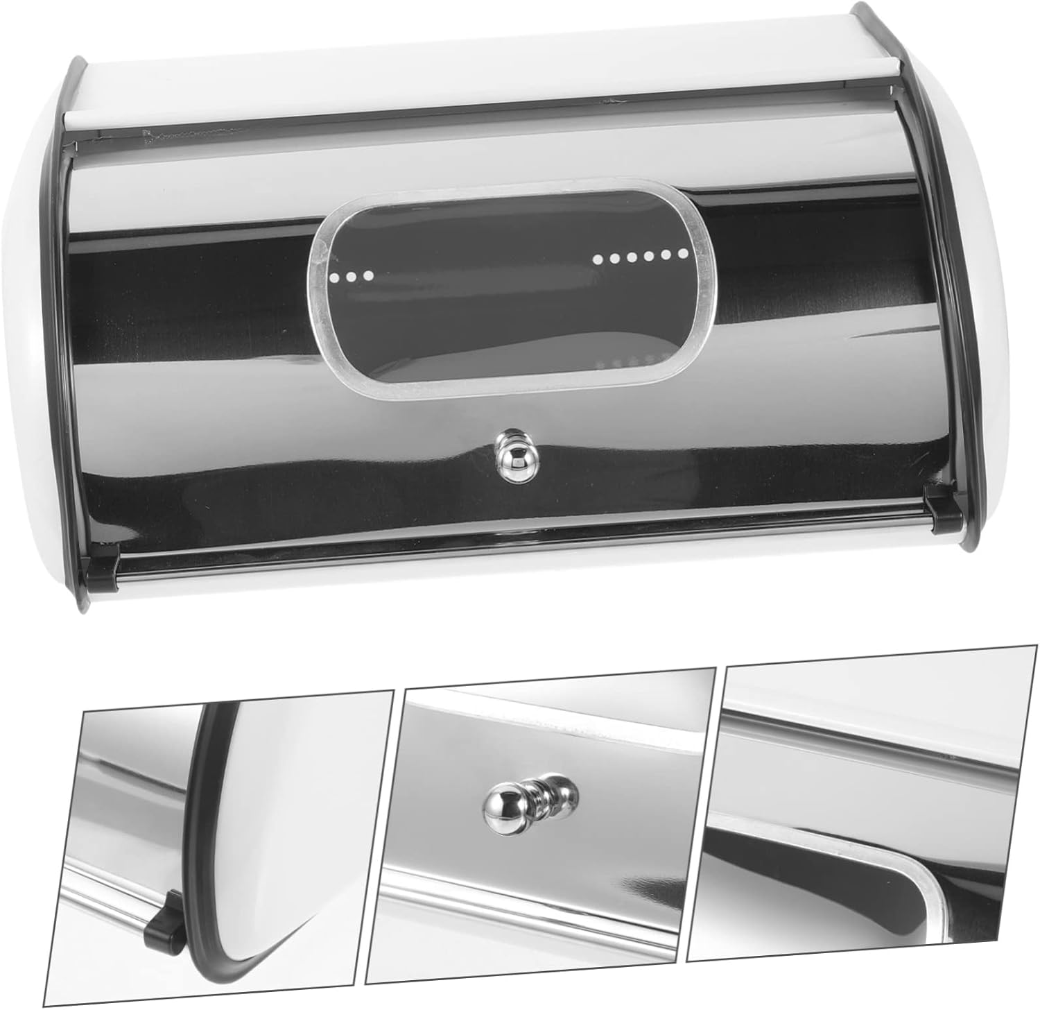 PRETYZOOM Household Bread Box Multi-function Bread Bin Stainless Steel Container