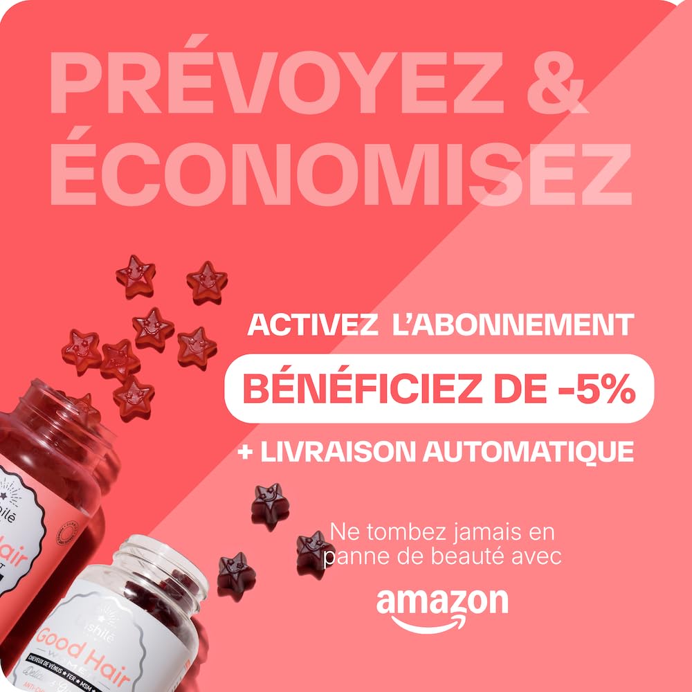 Lashilé Beauty - Complément Alimentaire - Anti-chute, croissance et fortification cheveux - Mega pack Cheveux 3 Good Hair et 3Good Hair women - Biotine, Fer, Zinc, MSM, B12 - Cure 1 Mois - 60 Gummies
