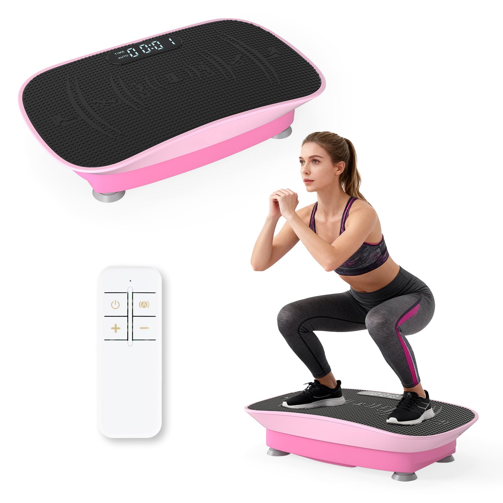 DORTALA Máquina de ejercicio con placa de vibración, plataforma vibratoria de fitness con control remoto, 10 velocidades, pantalla LED, tablero de máquina agitadora de entrenamiento de cuerpo completo