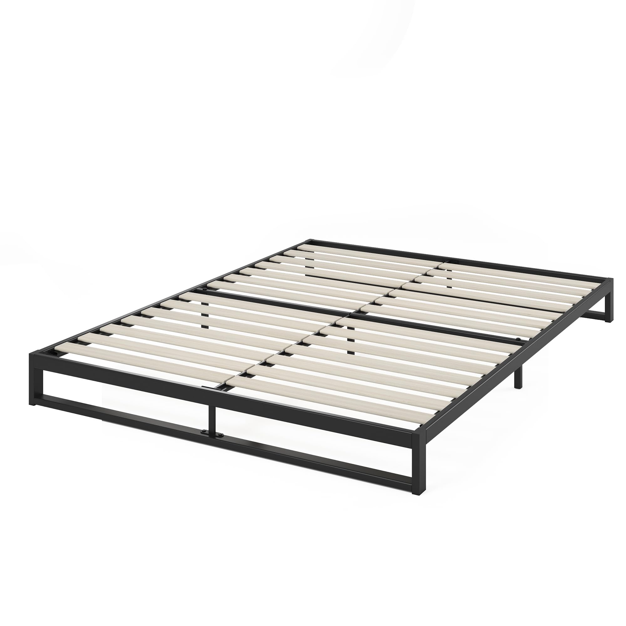 Zinus Trisha Bettgestell 140x200 cm - 18 cm Niedrige Bauweise - Metallbett 140x200 mit Lattenrost aus Holz - Umweltfreundliche Verpackung & Einfache Montage - Schwarz
