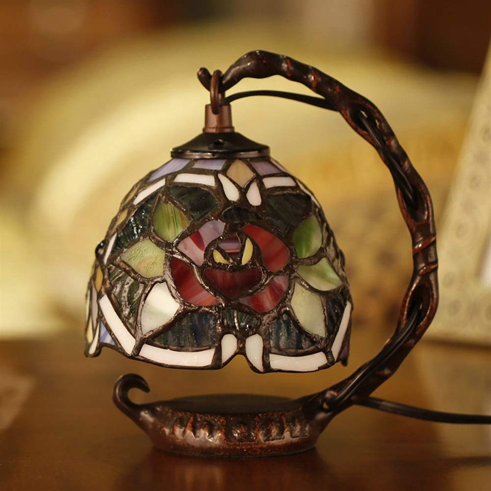 Lampa Stołowa Witrażowa W Stylu Tiffany,Ręcznie Robiona,Lampka Nocna W Kolorze Różowego Czerwonego Szkła,Dekoracja Festiwalowa,Lampka Nocna,Lampka Nocna,Lampka Stołowa