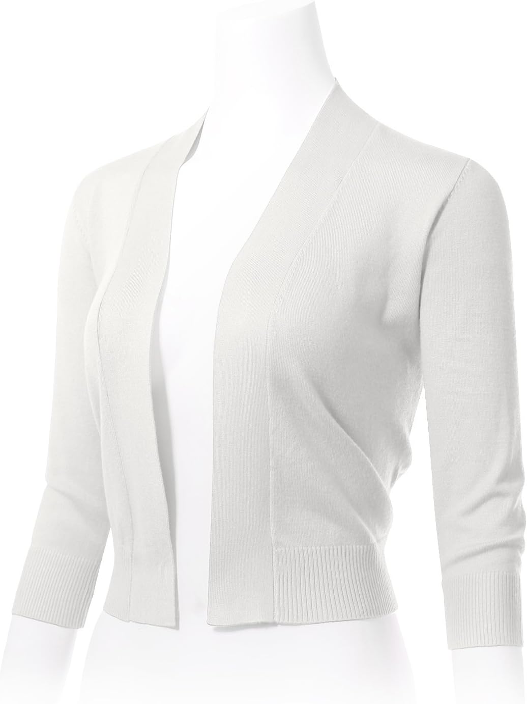 Allsense Women's 3/4 Sleeve Cropped Bolero Shrug Cardigan