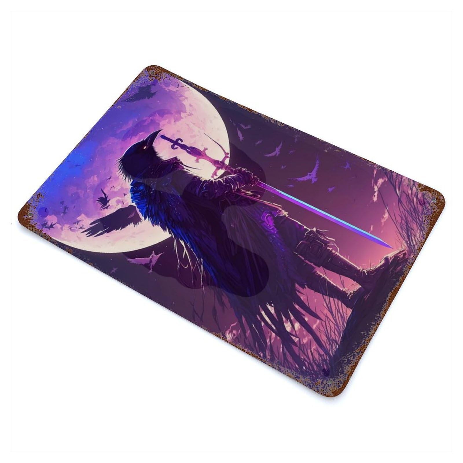 Rust Effect Raven Magical World Rusty Metal Tin Sign 11.8"x7.9", Old School Wall Decor for Cafe, Home Bar And Lounge Decor