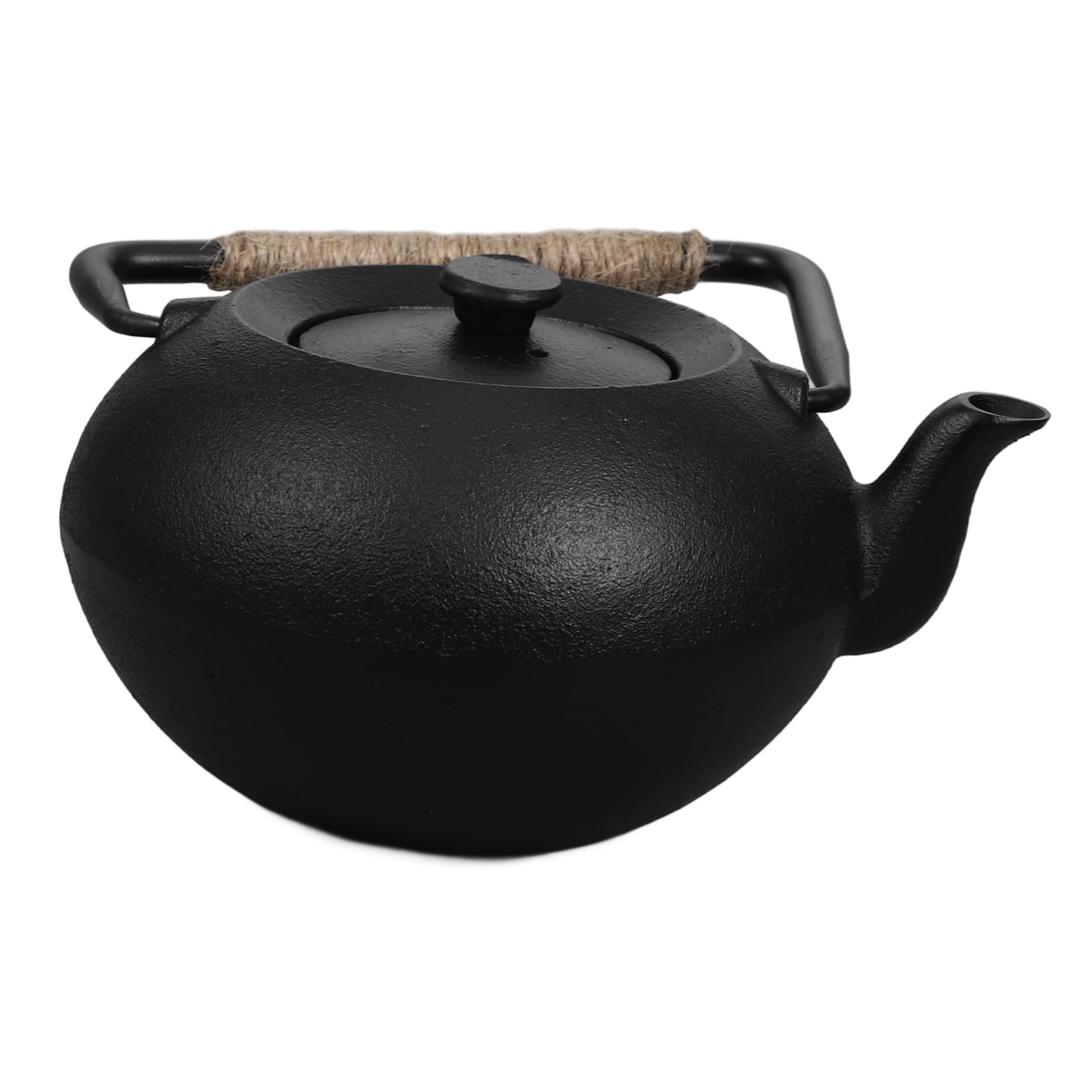 Tetera de Hierro Fundido 600ml Negra con Filtro y Asa | Infusionar Hojas Sueltas, Apta para Camping y Picnic, Hervidor Multifunción para Agua y Té