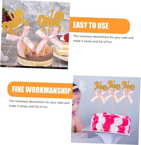 Miniatura 6 de 50 adornos para cupcakes de caballo con purpurina con cinta, decoraciones únicas para pasteles de caballos para fiestas de cumpleaños y