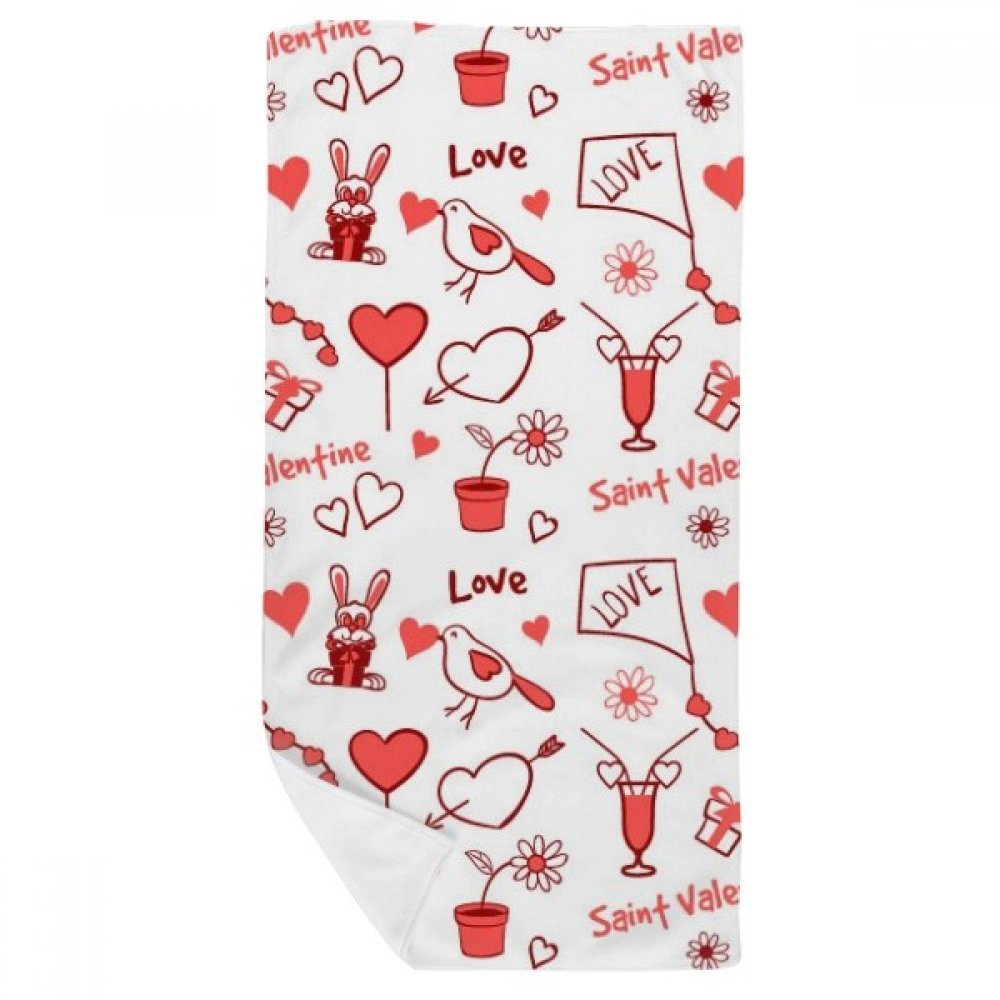 Gant de toilette Saint Valentin serviette de bain doux 35x70cm multicolore
