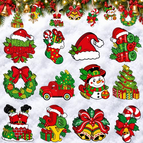 Image of 36 Pcs Christmas Ornaments Set,Colorful Wooden Christmas Tree Decorations