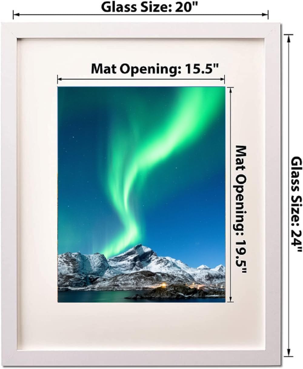 20x24 White Picture Frame – Engineered Wood with Polished Plexiglass, Wide Border Design for Wall Mounting – Ideal for Home or Office Décor