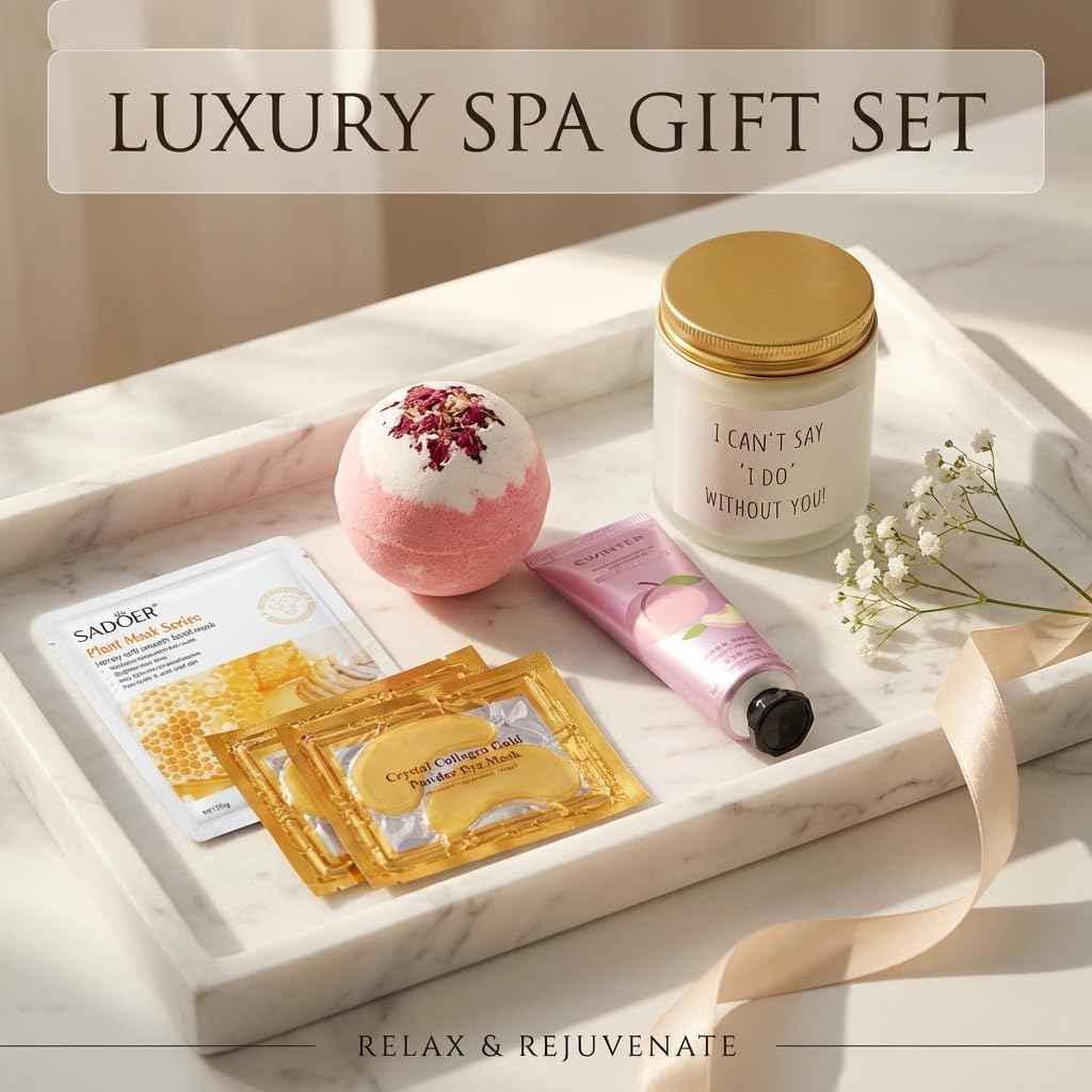Bridesmaid Proposal Gifts, Bridesmaids Proposal Box Set – Will You Be My Bridesmaid Gifts, Bridal Shower & Pre Wedding Gift for Bridesmaids, Spa Self Care Gift w/ 16oz Glass Candle & Hand Cream, 18PCS
