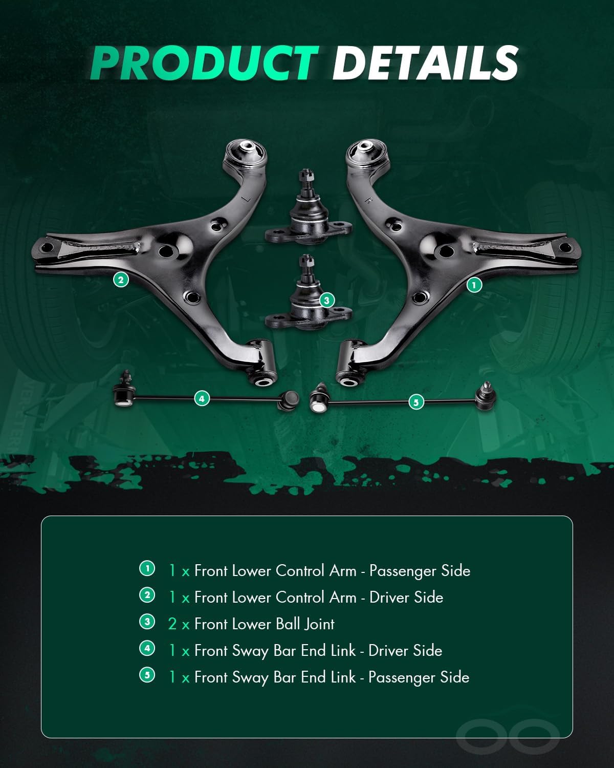 SCITOO 6pcs Suspension Kit Lower Control Arm Driver Side Lower Suspension Ball Joint Sway Bar End Link fit 2006-2011 for Hyundai Accent for Kia Rio Rio5 K80858