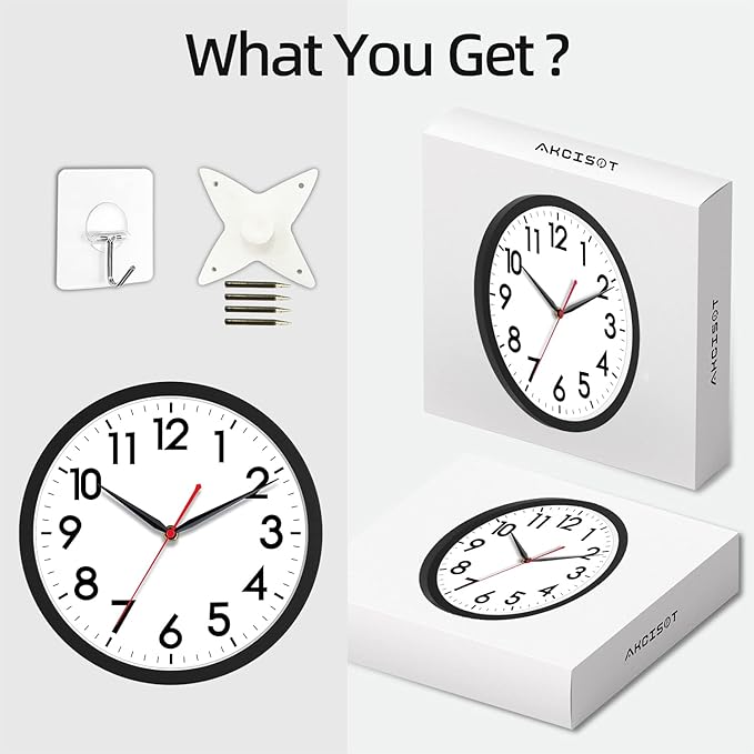 Reloj de Pared Analógico Silencioso 10 Pulgadas Negro miniatura 7