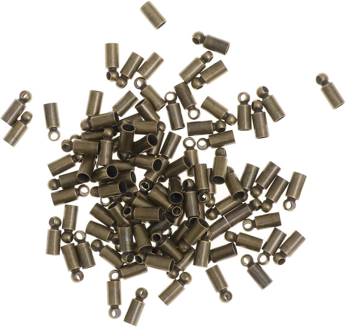 SEWACC 100Pcs Copper Crimp End Caps for DIY Jewelry Making Handmade Jewelry Findings Durable Tassel Connector Tips for Satin Cord Crafting