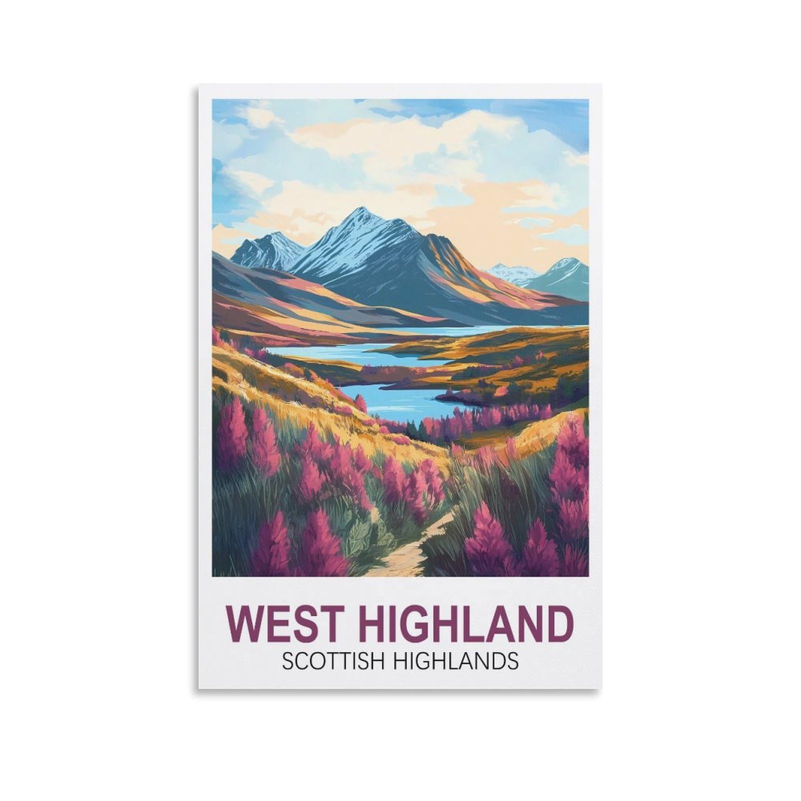 Clfmhnas Unframe-Style West Highland Scottish Highlands Vintage Travel Posters 24X36inch(60X90cm) Canvas Wall Art Prints