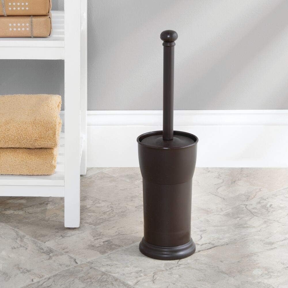 Hоttеѕt Sаlеѕ mDesign Compact Freestanding Plastic Toilet Bowl Brush and Holder for Bathroom Storage and Organization - Space Saving, Sturdy, Deep Cleaning, Covered Brush - Espresso Brown Suреr Brаndѕ mDesign Compact Freestanding Plastic Toilet Bowl Brush and Holder for Bathroom Storage and Organization - Space Saving, Sturdy, Deep Cleaning, Covered Brush - Espresso Brown