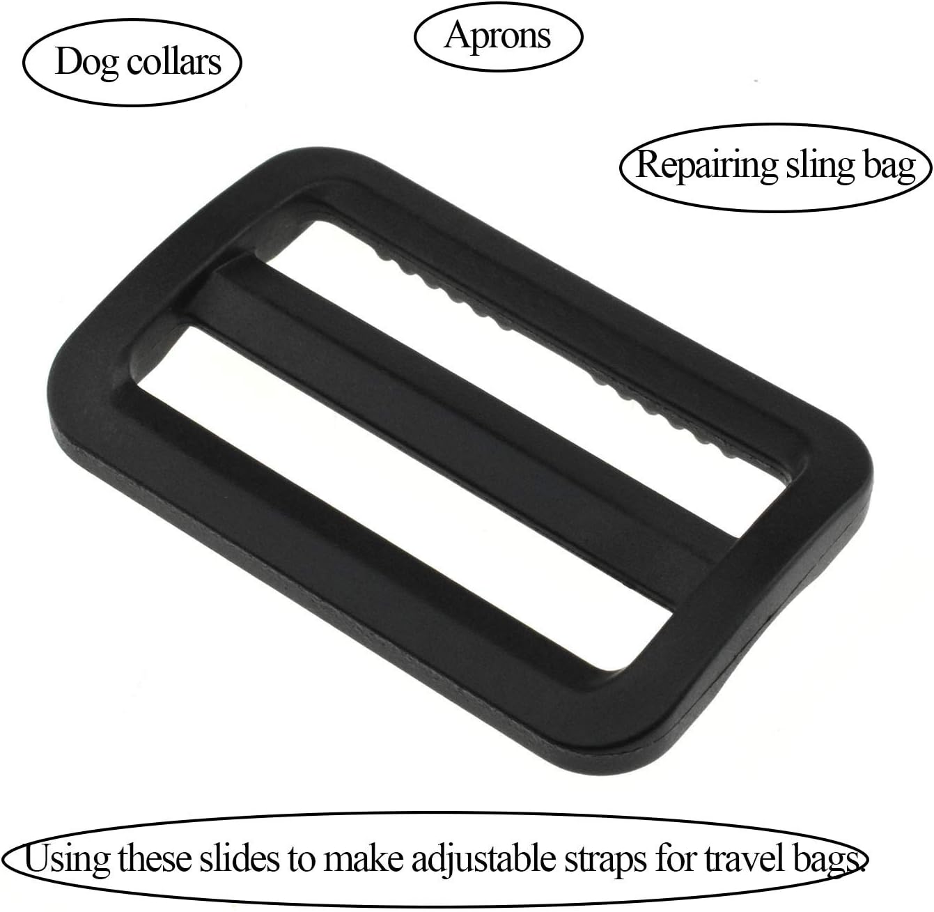 1.5 Inch Tri Glides Slides Clips Buckles Gripping Knurled Edge No Slipping Solid 4 Pack for Collars Aprons Sling Bag Adjustable Straps Belt Big Slots No Sharp Edges No Sewing