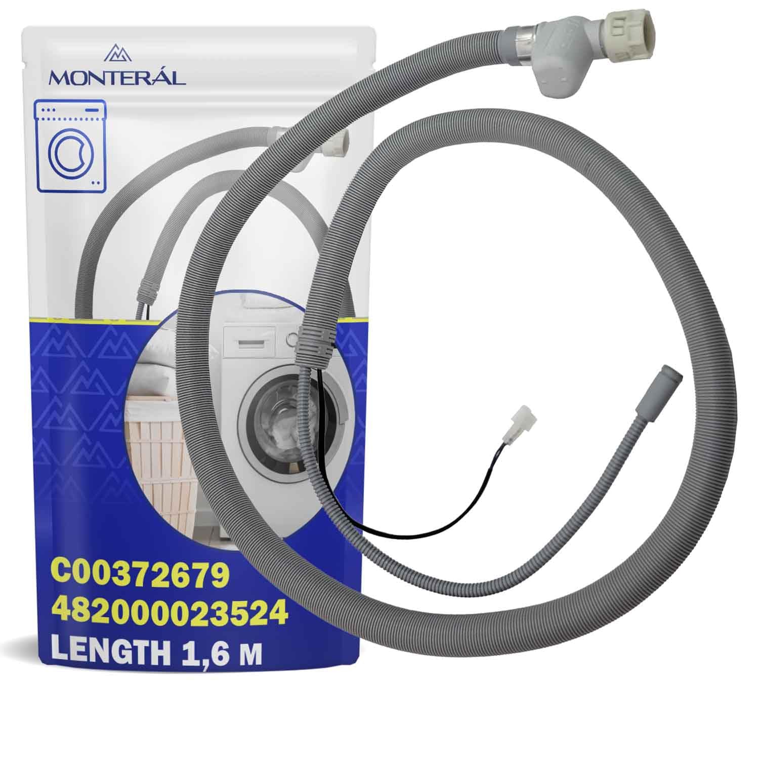 Aquastop Tubo di Carico per Lavastoviglie 1,6m C00372679 per Indesit | per Ariston per Whirlpool per Hotpoint - Garanzia di 10 Anni - MONTERAL