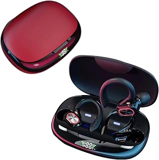Wireless Earbuds Bluetooth Earphones bluetooth Headset Bluetooth 5.2 Ear Buds Led Display 50 Hours Playback Time Waterproof Headphones With Earplugs Suitable For Sports And Running Training(Red)