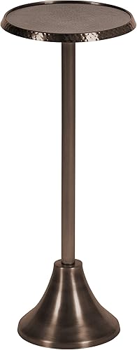 Miniatura 10 de Kate and Laurel Sanzo - Mesa moderna de pedestal para bebidas; 9 x 9 x 23; latón antiguo y negro; mesa auxiliar decorativa con mesa martillada para