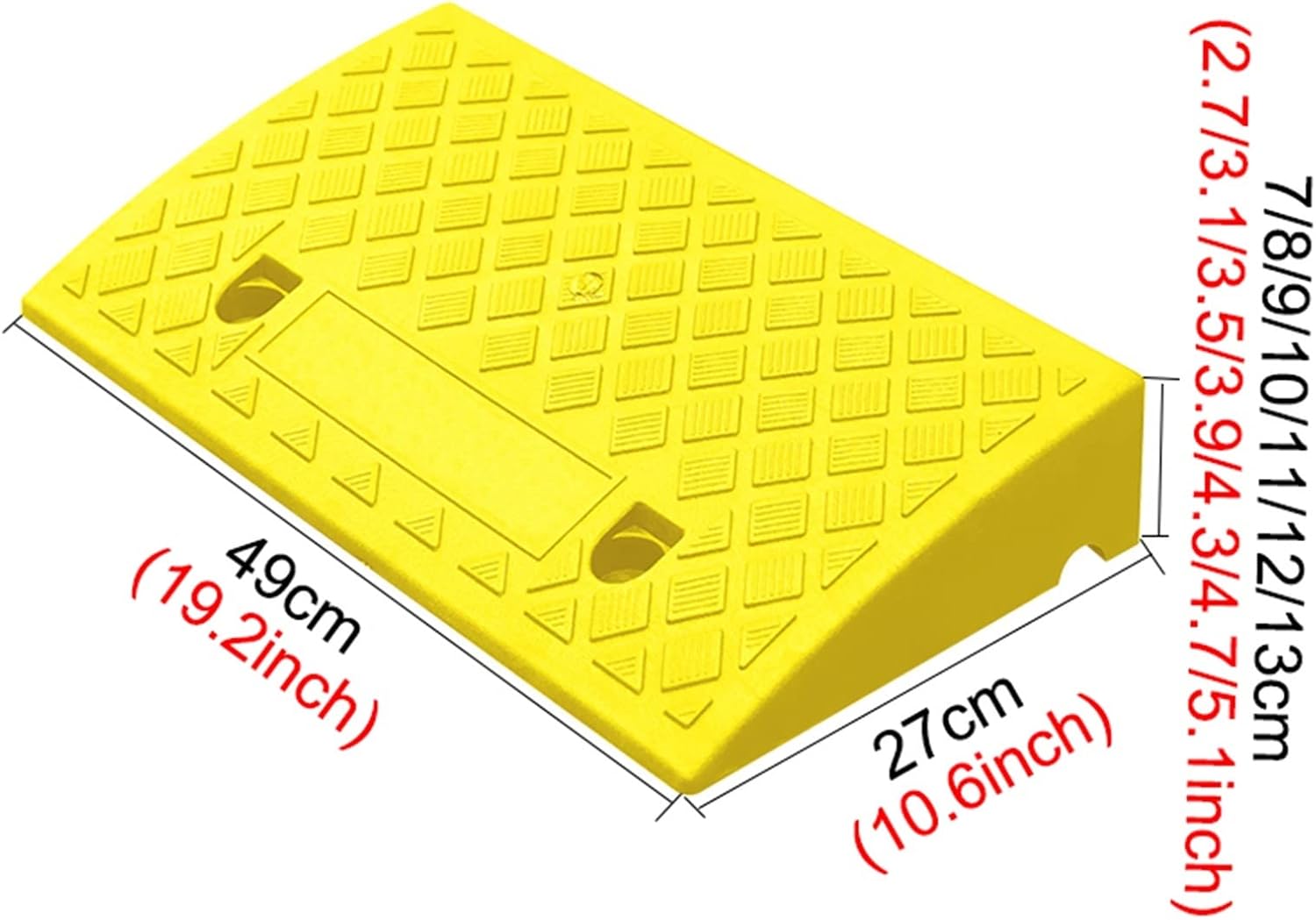 Driveway Curb Ramps,Anti-Slip Heavy Duty Ramps,Portable Threshold Ramps,for Car, Truck, Scooter, Bike, Motorcycle, Wheelchair Mobility (Color : Yellow, Battery *1 : 49 * 27 * 12cm)