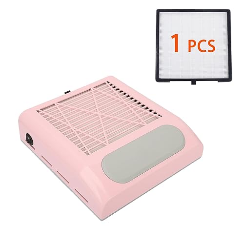 Aspirador colector de polvo de uñas de 80 W, potente ventilador eléctrico de uñas rosa, limpiador de polvo, extractor para arte de uñas, colector de