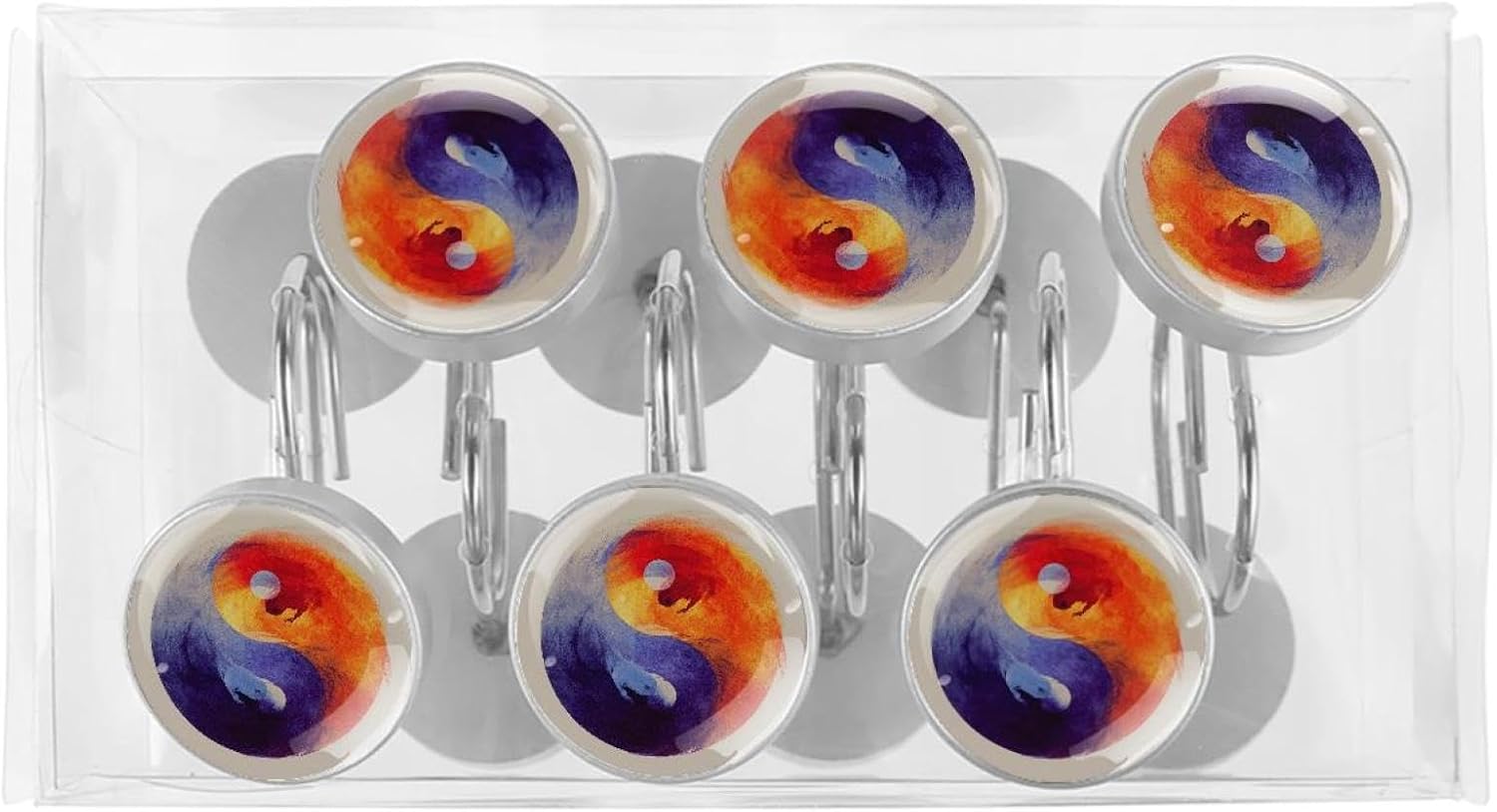 12PCS Opposite Forces (6) Shower Curtain Hooks Rings for Bathroom, Decorative Shower Curtain Hooks Rods Curtains and Liner