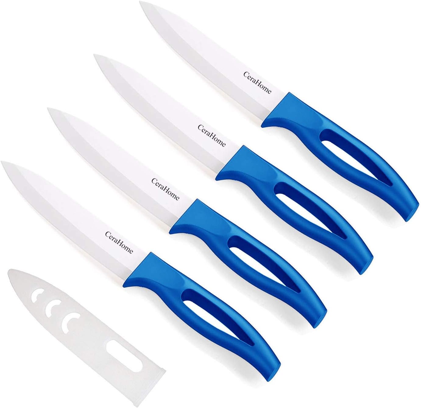 Ceramic knife, Ceramic kitchen Knife Set with Sheath 2019 Upgraded Kitchen Knives Sharp Fruit Knife 4inch Blue CH8012-B