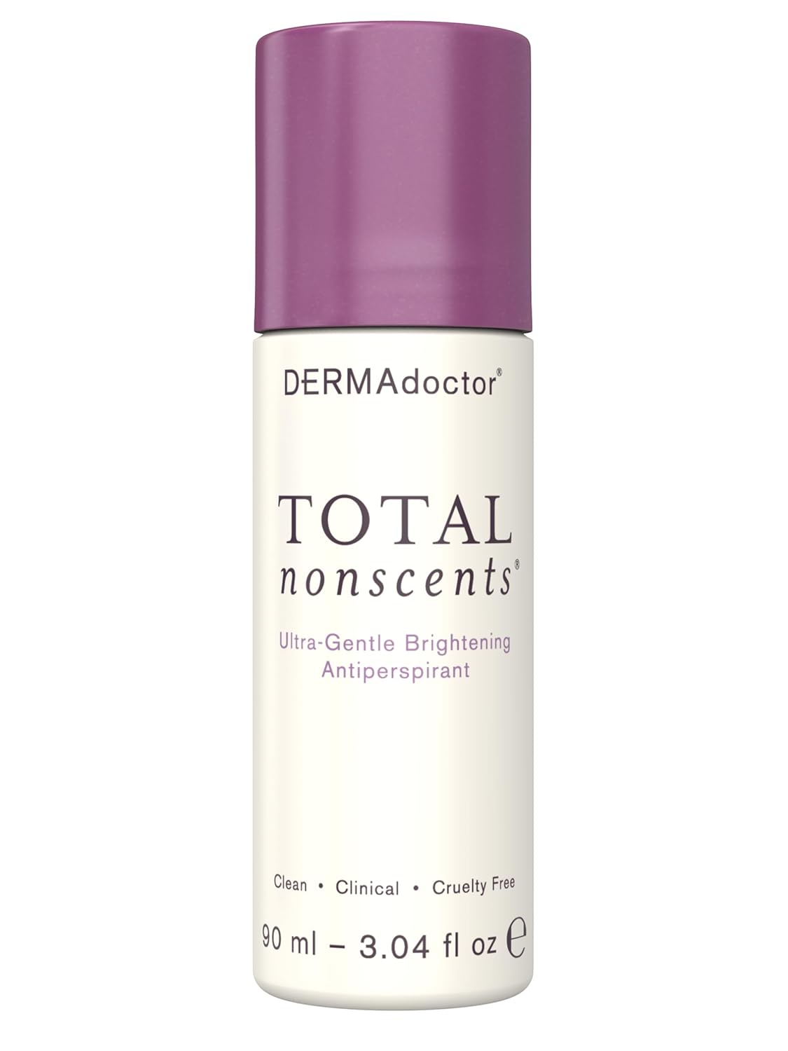 DERMAdoctor Total NonScents Ultra-Gentle Brightening Antiperspirant Sensitive Skin. Unscented, Clinical Strength Antiperspirant for Men & Women; Hypoallergenic Roll On Deodorant – 3 oz