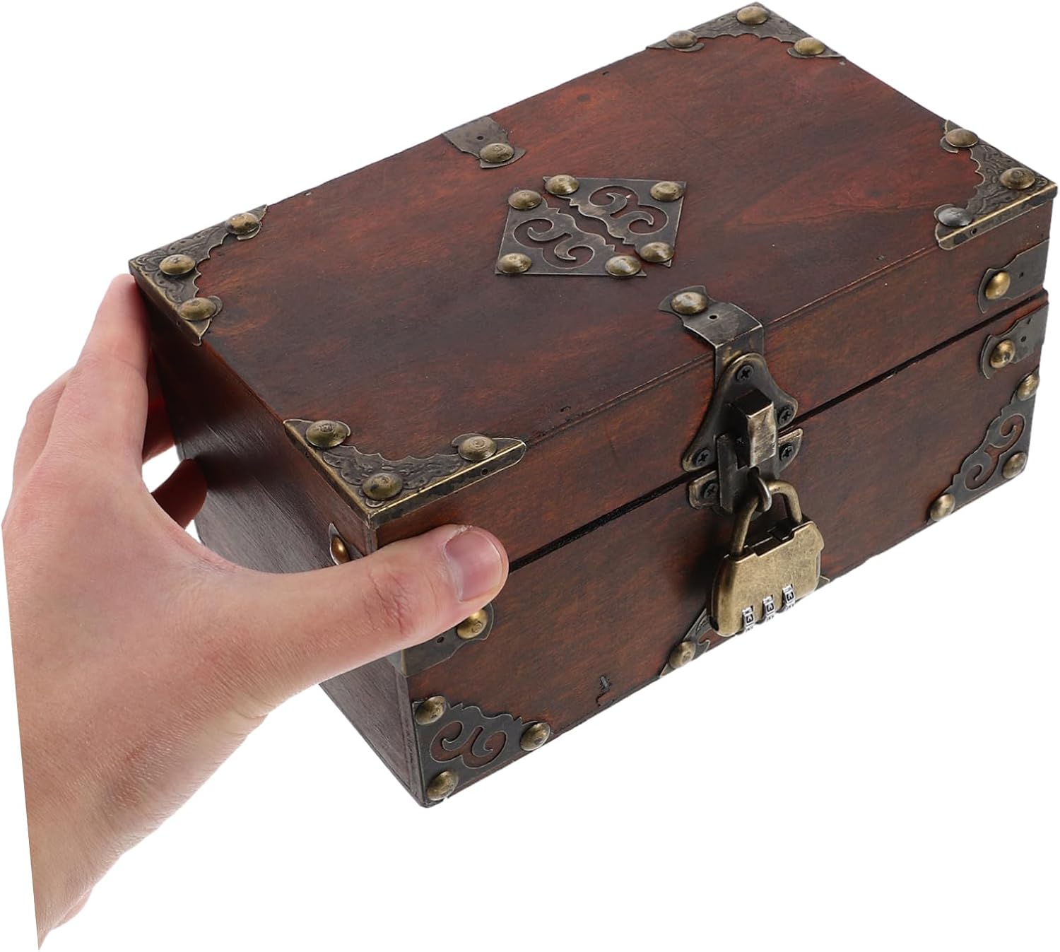 ORFOFE Vintage European Style Jewelry Storage Chest Lockable Organizer with Padlock Compact Ideal for Desktop Mini Treasure Organizer Box