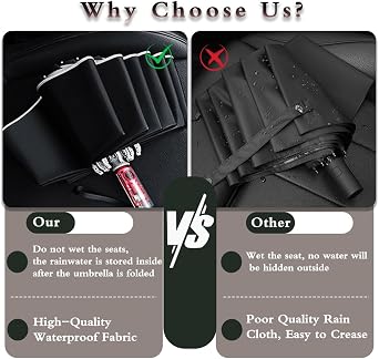 Compact Stick Umbrella with Mechanical Handle for Rain, Travel One-Click Automatic Open Close, Lightweight, UV Protection, Portable, Reinforced Fiberglass Ribs
