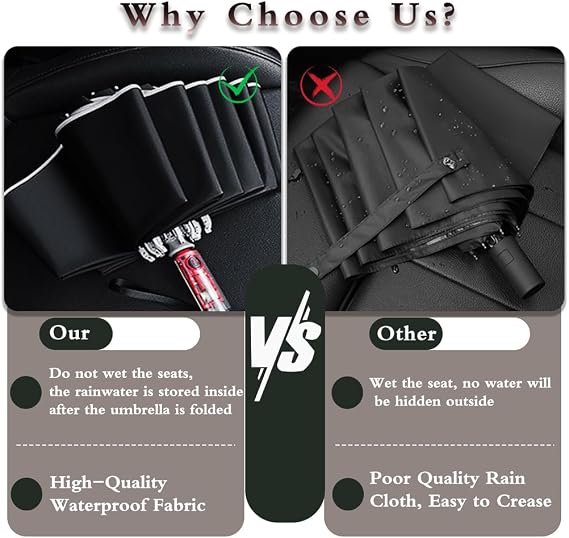 Compact Stick Umbrella with Mechanical Handle for Rain, Travel One-Click Automatic Open Close, Lightweight, UV Protection, Portable, Reinforced Fiberglass Ribs