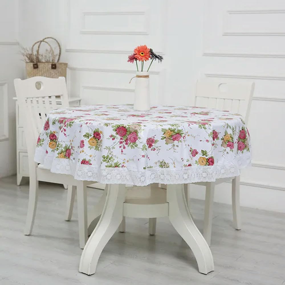 XHBYW 137-200cm PVC Hotel Waterproof and Oil Proof Large Round Tablecloth Hotel Plastic Round Table Cloth Wash Free and Scald Proof Table Cloth