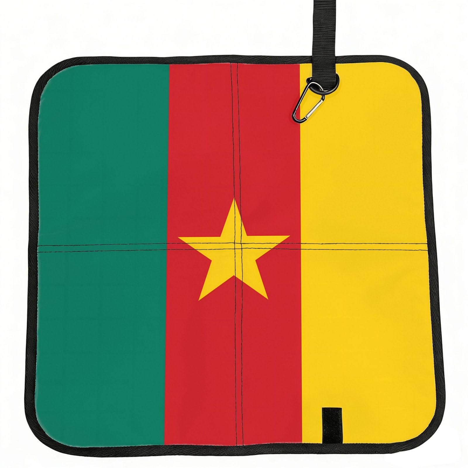WZYCWB Flag of Cameroon Foldable Seating Cushion with Carabiner - Stadium Mat for Camping, Hiking and Outdoor Activities