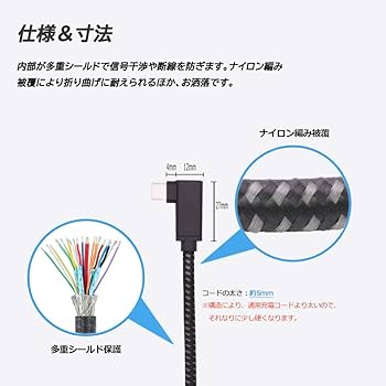 Amazon.co.jp: Mauknci 両端 l字 Type C to Type C ケーブル 0.6