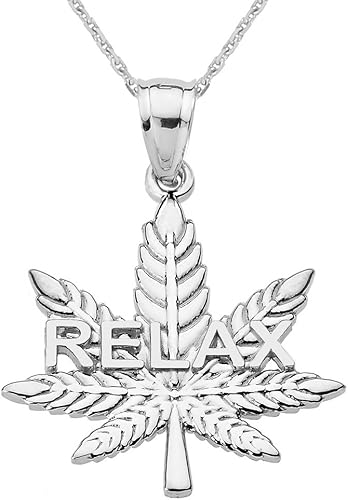 Claddagh Gold Collar de plata de ley 925 con hoja de cannabis y marihuana, 16 pulgadas