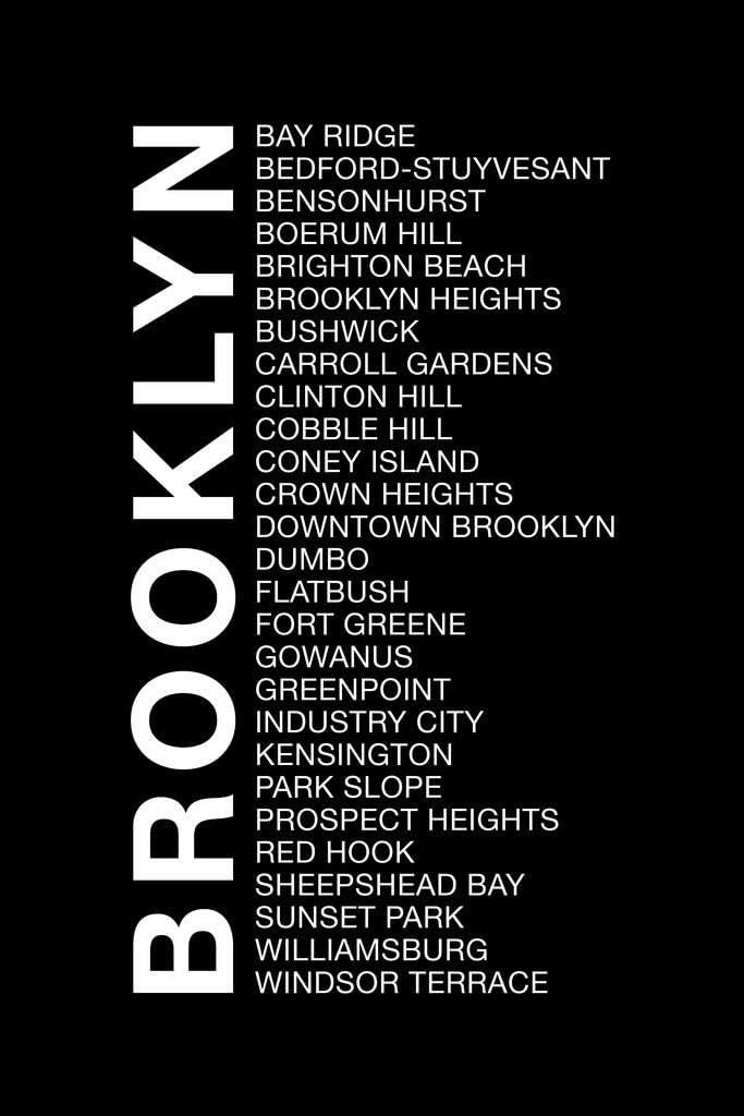 Neighborhoods Brooklyn Black Cool Wall Art Print Poster 24x36