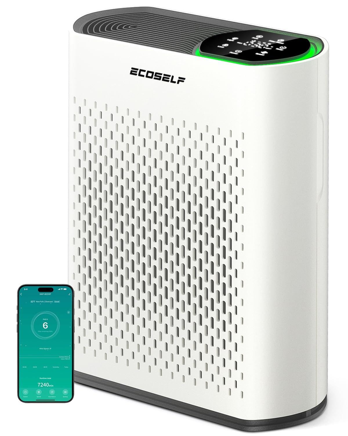 powerful air purifiers for home air purifier up to 2400 ft with smart wifi air quality monitor sleep mode air purifier for bedroom large room office living room hap602wf