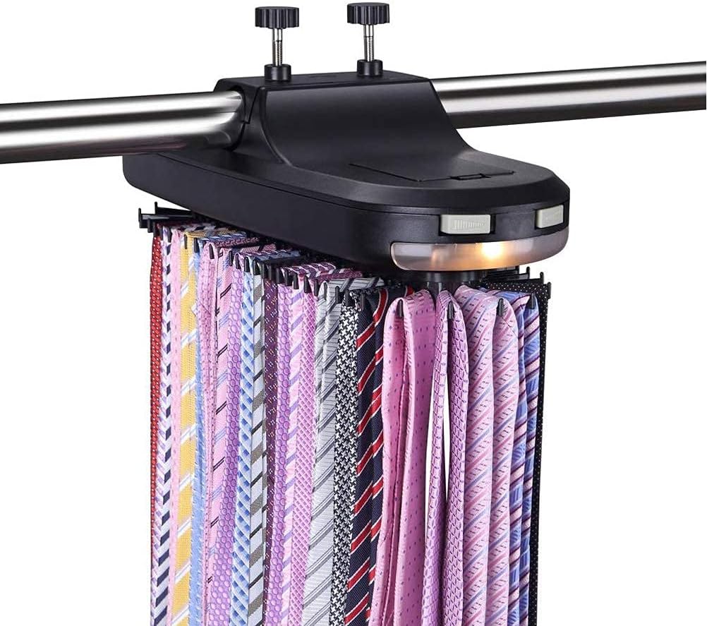Sahgsa Automático Motorizado Eléctrico Corbatero para Corbata Y Cinturónes con Luz LED, Soporte de Corbata y Correa