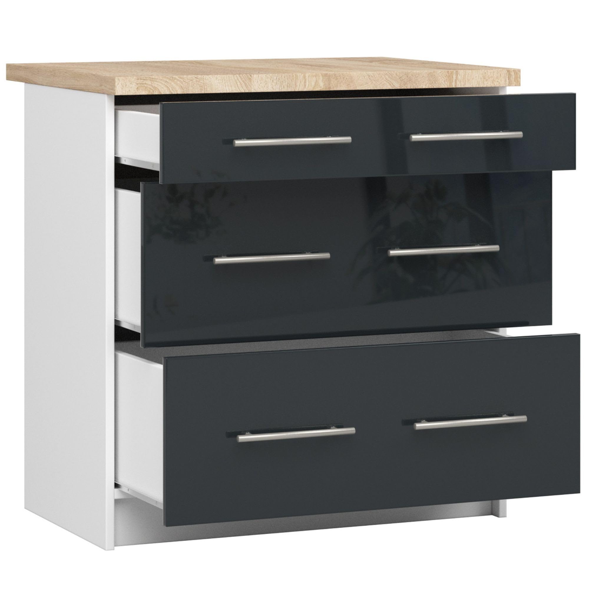 AKORD | Küchenschrank mit Arbeitsplatte - Oliwia S80 | Küchenunterschrank mit 3 Schubladen | Unterschrank Küche 80 cm Breit | ABS-Kante 18 mm