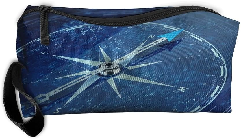 Blue Advanced Compass Handaes Portable Toiletry Cosmetic Bag Waterproof Makeup Make Up Wash Organizer Zipper Storage Pouch Travel Kit Handbag