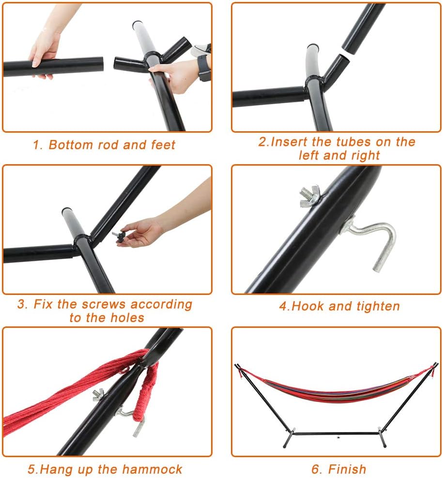 Vnewone Hammock with Stand 2 Person Heavy Duty Portable Hammock Stand with 9 FT Space Saving Steel Stand Portable Carrying Case Weather-Resistant Finish for Patio Backyard Garden (No Hammock)