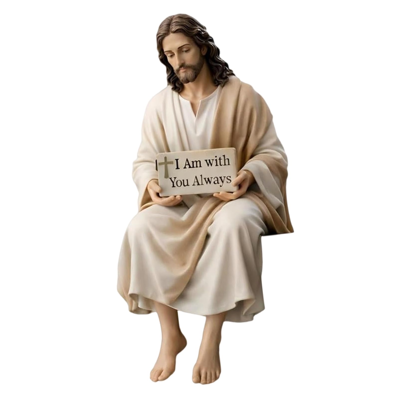ZBIianxer Spiritual Desktop Ornament Religious Sculpture Hand Painted with Inspirational Message Figurine Encouragement Present Resin Holy Statue