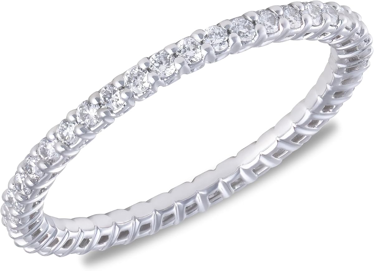 Amazon Essentials IGI Certified Lab Grown Diamond Eternity Band in Solid 14k Gold (VS1-VS2 Clarity, G-H Color) - Eternity Ring - Stackable Rings for Women