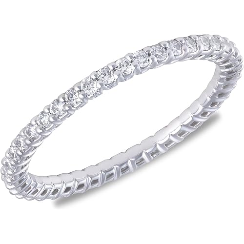 Amazon Essentials IGI Certified Lab Grown Diamond Eternity Band in Solid 14k Gold (VS1-VS2 Clarity, G-H Color) - Eternity Ring - Stackable Rings for Women