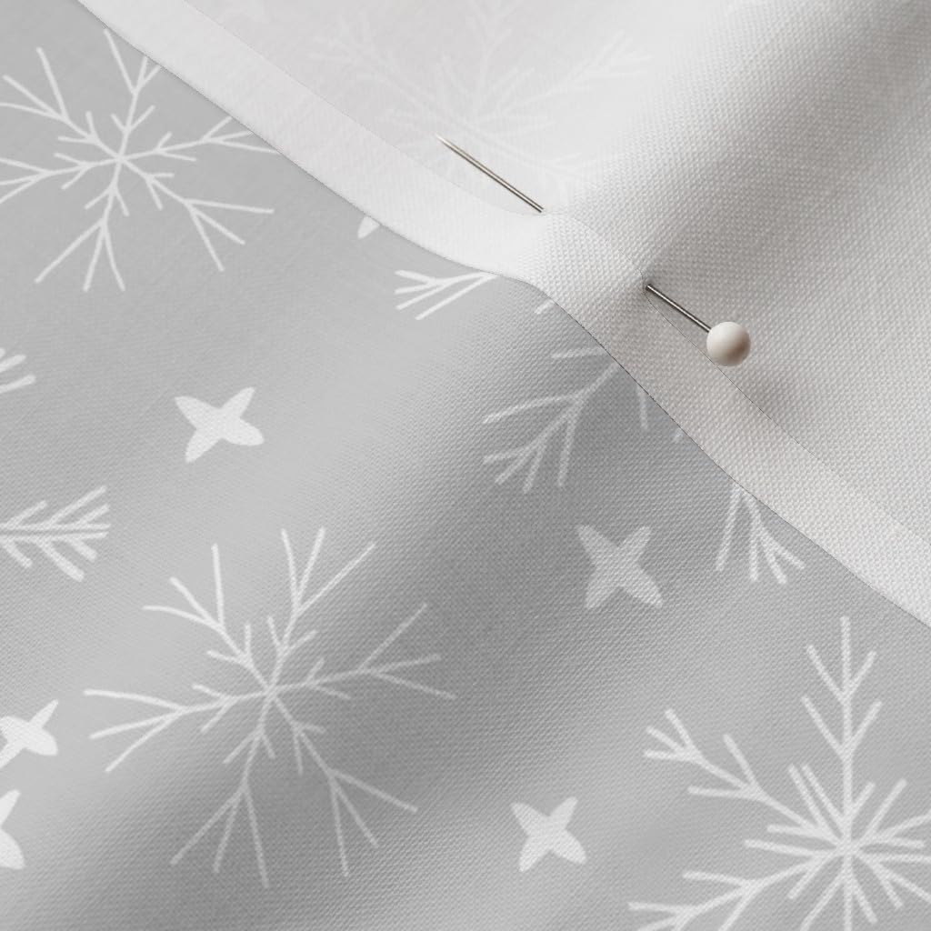 Spoonflower Fabric - Winter Snowflakes Light Gray Snowflake Cute Snow Best White Christmas Printed on Petal Signature Cotton Fabric by The Yard - Sewing Quilting Apparel Crafts Decor