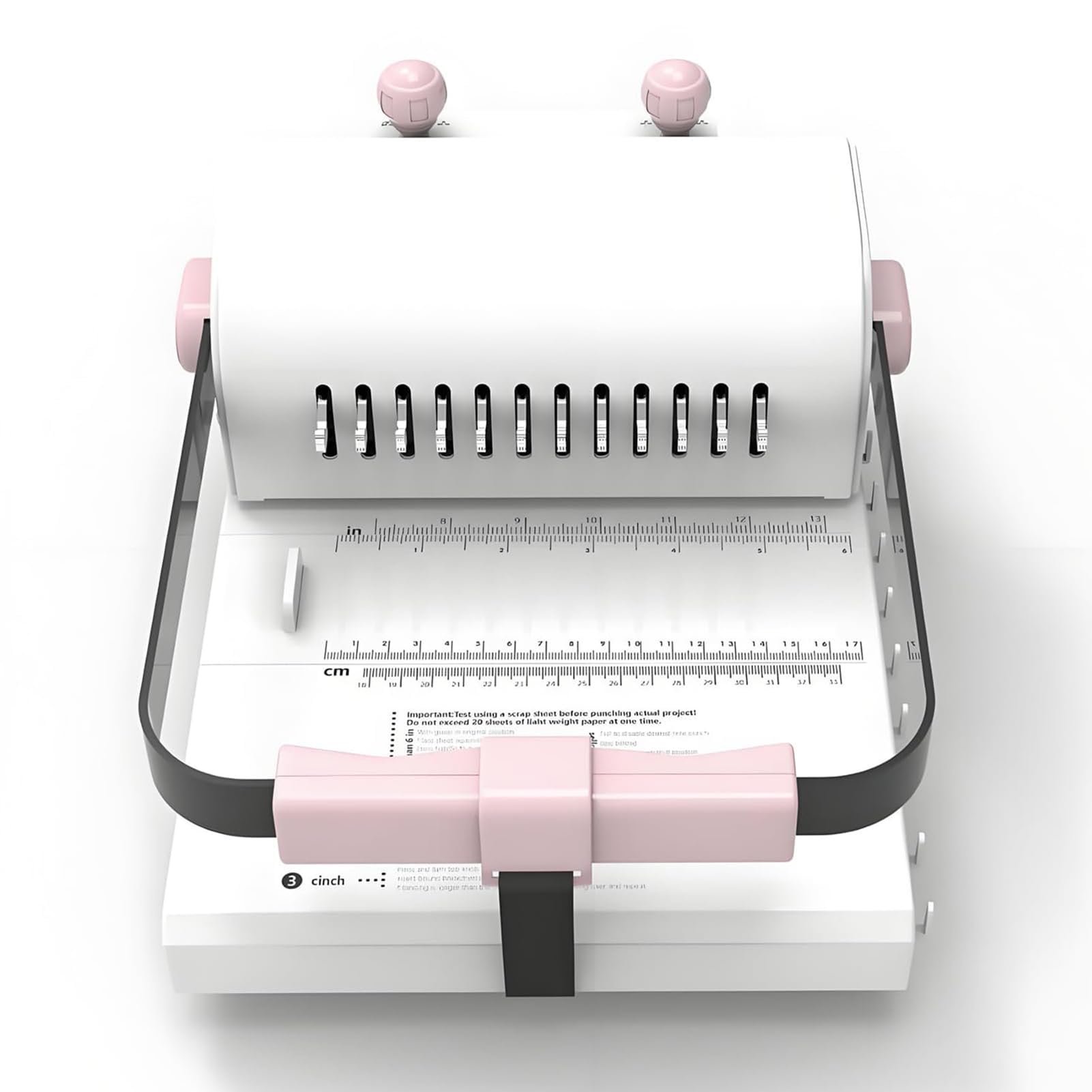 Máquina de encuadernación de doble bobina, perforadora manual con 50 peines, capacidad de perforación, 20 hojas, regla extendida, ajuste de anillo de presión, carpeta de libros en espiral para
