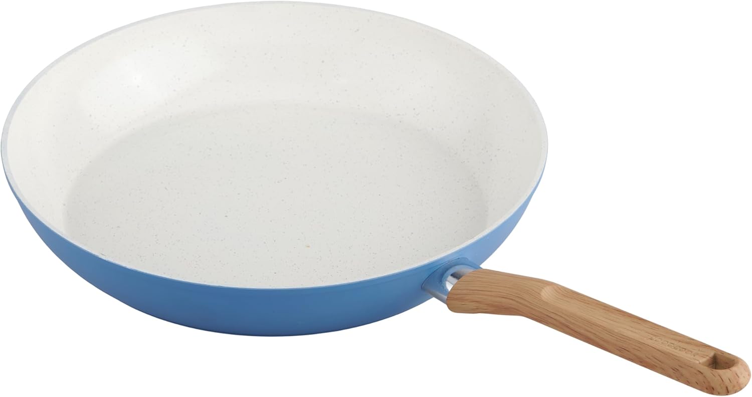 GoodCook Healthy Ceramic Titanium-Infused 12” Fry Pan, Light Blue – Induction Cookware, Nonstick Cooking Pan, Frying Pan Skillet for Eggs, Meats, Vegetables, Sauces, Warming Tortillas