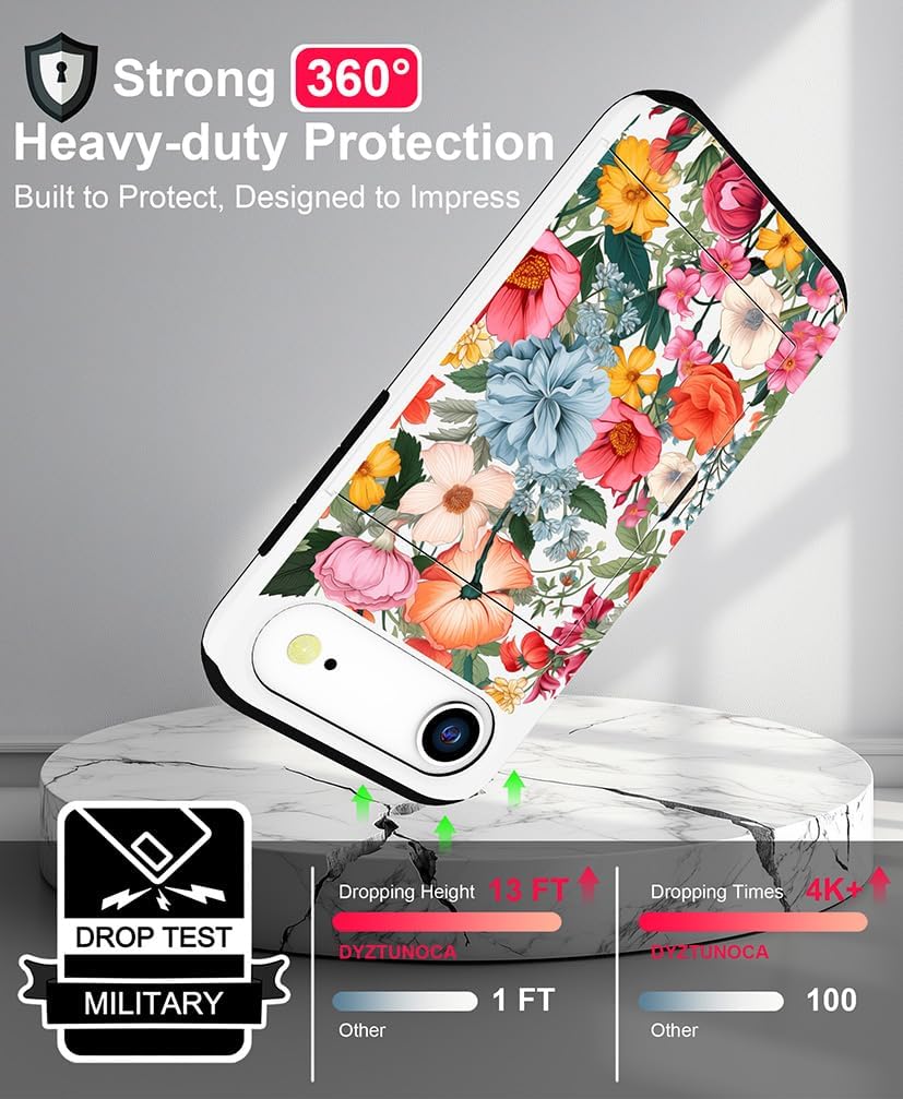 Compatible with iPhone 17 Air Case Wallet Cute for Women with Design,Rugged Credit Card Holder Slot Protective Phone Skin Cases Girly Design (Pink Blossom Floral Autumn) - Image 6